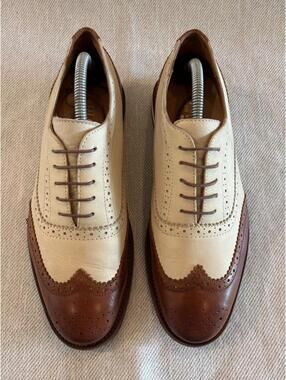 Polo Ralph Lauren Johnsly Wingtip Spectator Shoes Men's 11D Tan Brown Leather